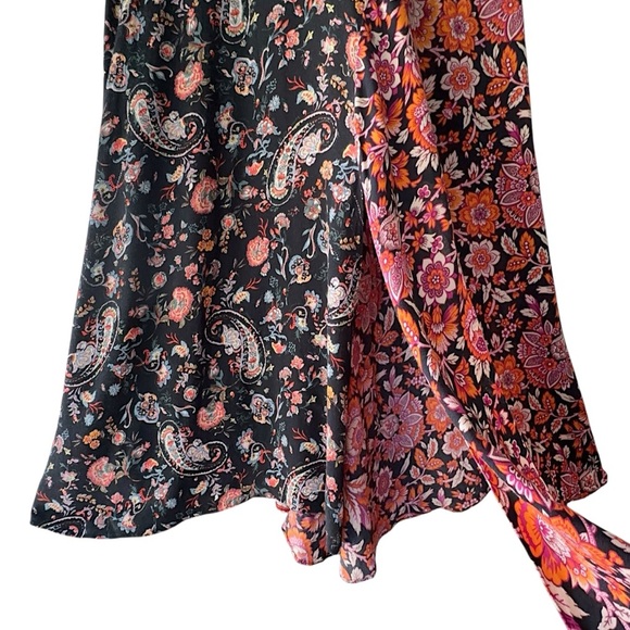 ZARA | NWOT PATCHWORK FLORAL PAISLEY BOHO MIDI DRESS ASYMMETRICAL HEM | MEDIUM - Picture 8 of 14